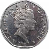 Остров Мэн 50 пенсов 1987 г. AA, XF, "Рождество"