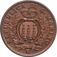 Сан-Марино 10 чентезимо 1937 г. R, UNC, "Республика Сан-Марино (1864 - 1938)"