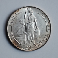 Великобритания 2 шиллинга (флорин) 1902 г., UNC, 'Король Эдуард VII (1902 - 1910)'