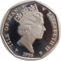 Остров Мэн 50 пенсов 1996 г., UNC, "Рождество"