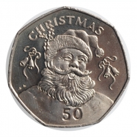 Гибралтар 50 пенсов 1992 г., UNC, "Рождество"