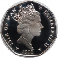 Остров Мэн 50 пенсов 1992 г. BB, PROOF, "Рождество"
