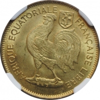Французская Экваториальная Африка 50 сантимов 1942 г. SA, NGC MS65, "Колония Франции (1942 - 1958)"