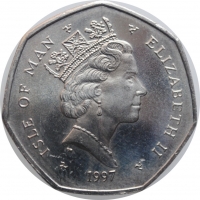 Остров Мэн 50 пенсов 1997 г., UNC, "Рождество"