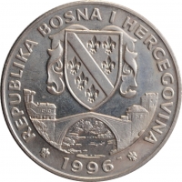 Босния и Герцеговина 500 динаров 1996 г., UNC, "Олимпийские Игры, Атланта 1996 - Фехтование"