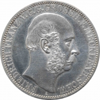 Мекленбург-Шверин 1 талер 1867 г. A, UNC, "25 лет правлению Князя Фридриха II"