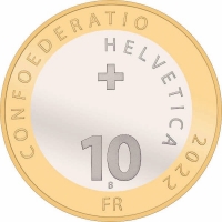 Швейцария 10 франков 2022 г., BU, "Ледники Швейцарии - Мортерач"