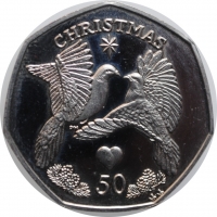 Остров Мэн 50 пенсов 2006 г., UNC, "Рождество"