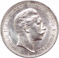 Пруссия 2 марки 1905 г., UNC, "Король Вильгельм II (1888 - 1918)"