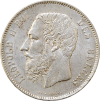 Belgien 5 Franken 1872, AU, "König Leopold II (1865 - 1909)"