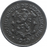 Люксембург 25 сантимов 1919 г., UNC, "Великая герцогиня Шарлотта (1918 - 1964)"