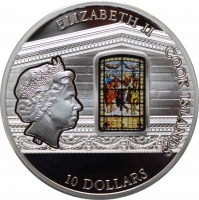 Острова Кука 10 долларов 2014 г., PROOF, "Окна в небеса - Кафедральный собор Буэнос-Айреса"
