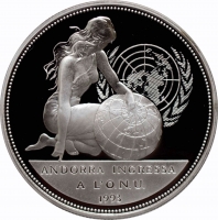 Андорра 10 динеров 1994 г., PROOF, "Членство Андорры в ООН"