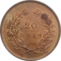 Португалия 20 рейсов 1891 г. A, BU, "Король Карлуш I (1889 - 1908)"