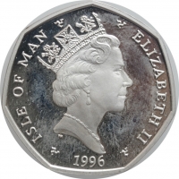 Остров Мэн 50 пенсов 1996 г., PROOF, "Рождество" Ag