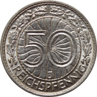 Германия 50 рейхспфеннигов 1935 г. J, UNC, "Веймарская Республика (Рейхсмарка) (1924 - 1938)"