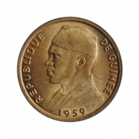 Гвинея 10 франков 1959 г., BU, "Старый франк (1959 - 1971)"