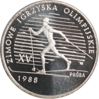 Польша 1000 злотых 1987 г., PROOF PROBA, "XV зимние Олимпийские Игры, Калгари 1988"
