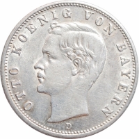Бавария 2 марки 1905 г., AU, "Король Отто І (1886 - 1913)"