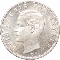 Бавария 2 марки 1904 г., UNC, "Король Отто І (1886 - 1913)"