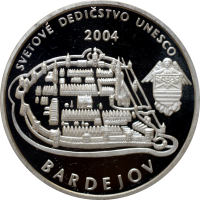 Словакия 200 крон 2004 г., PROOF, "Мировое наследие ЮНЕСКО - Бардеёв"