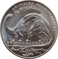 Западная Сахара 100 песет 1993, BU, "Доисторические животные - Бронтозавр"
