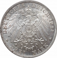 Бавария 3 марки 1914 г., UNC, "Король Людвиг ІІІ (1913 - 1918)"