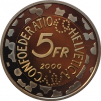 Швейцария 5 франков 2000 г., PROOF, "Карнавал в Базеле"