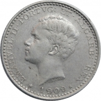 Португалия 100 рейс 1909 г., AU, 'Король Мануэл II (1908-1910)'