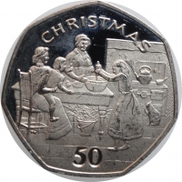 Остров Мэн 50 пенсов 1998 г., UNC, "Рождество"