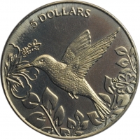 Британские Виргинские острова 5 долларов 2017 г., BU, "Колибри - Титановая монета"