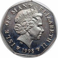 Остров Мэн 50 пенсов 1998 г., UNC, "Рождество"
