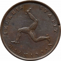 Остров Мэн 1/2 пенни 1839 г., AU, "Королева Виктория (1838 - 1901)"