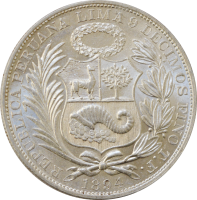 Перу 1 соль 1894 г. TF, UNC, "Республика Перу (1863 - 1917)"