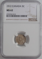 Канада 5 центов 1912 г., NGC MS62, "Король Георг V (1911 - 1936)"