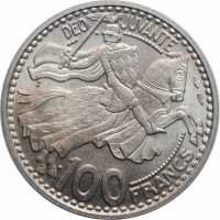 Монако 100 франков 1950 г., BU, 'Князь Ренье III (1949 - 2005)'