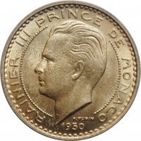 Монако 50 франков 1950 г., BU, 'Князь Ренье III (1949 - 2005)'