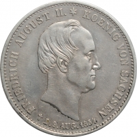 Саксония 1 талер 1854 г. F, XF, "Смерть короля Фридриха Августа ІI"