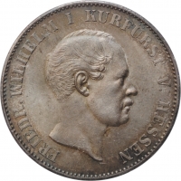 Гессен-Кассель 1 союзный талер 1865 г., PCGS MS63, "Курфюрст Фридрих Вильгельм I (1847 - 1866)"
