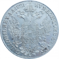 Австрия 1 талер 1821 г. B, UNC, "Император Франц II (1806 - 1835)"