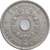 Норвегия 1 крона 1926 г., AU, "Король Хокон VII (1906 - 1957)"