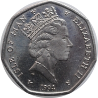 Остров Мэн 50 пенсов 1994 г., AU, "100 лет законодательному учреждению"