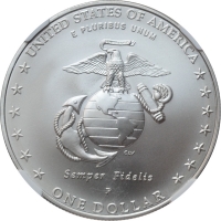 США 1 доллар 2005 г., NGC MS69, "230 лет Морской пехоте"