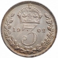 Великобритания (Монди) 3 пенса 1902 г., NGC MS64, "Король Эдуард VII (1902 - 1910)"