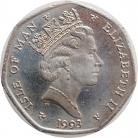 Остров Мэн 50 пенсов 1993 г. AA, XF, "Рождество"