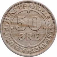 Гренландия 50 эре 1922 г., NGC MS61, "Креолитовые шахты Ивигтута"