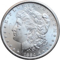 США 1 доллар 1884 г. CC, NGC MS62, "Доллар Моргана"