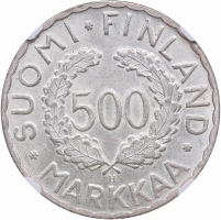 Финляндия 500 марок 1951 г., NGC MS64, "XV летние Олимпийские игры, Хельсинки 1952"