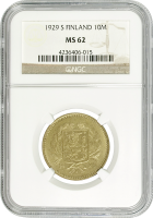 Финляндия 10 марок 1929 г. S, NGC MS62, "Финляндская Республика (Suomi) (1918 - 1962)"