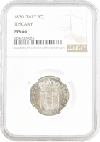 Тоскана 5 кваттрини 1830 г., NGC MS66, "Великий герцог Леопольд II (1824 - 1859)" Top Pop